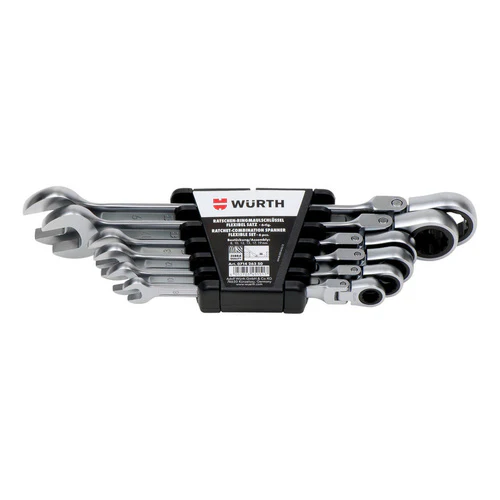 ZEBRA POWERDRIV (12-Point) Ratchet Combination Wrench Assortment – Flexible Joint (6 Pieces: 8, 10, 12, 13, 17, 19mm)