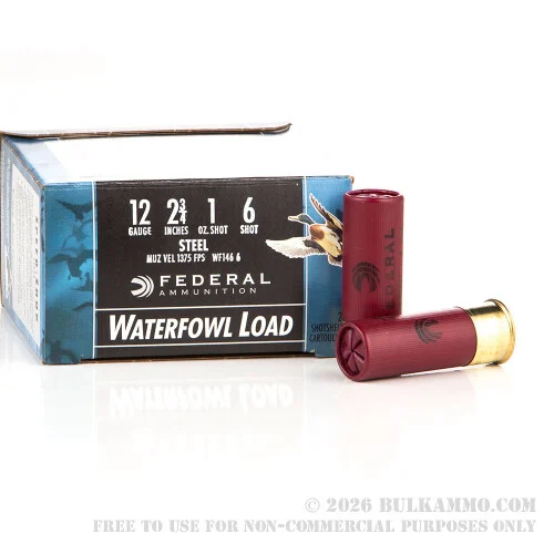 250 Rounds of 12ga Ammo by Federal - 1 ounce #6 Shot (Steel)
