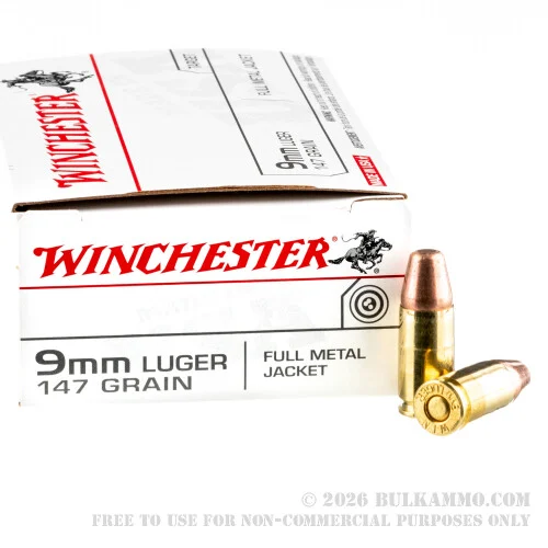 500Rounds of 9mm Ammo by Winchester - 147gr TC-MC