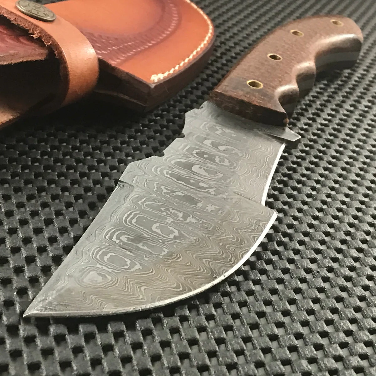 10″ Handmade Micarta Tracker Damascus Skinning Knife