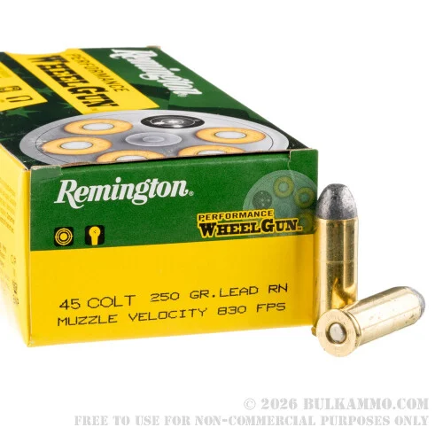 500 Rounds of .45 Long-Colt Ammo by Remington Performance WheelGun - 250gr LRN