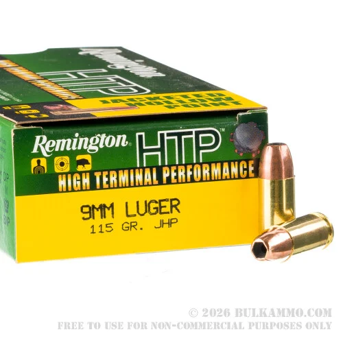 500Rounds of 9mm Ammo by Remington - 115gr JHP