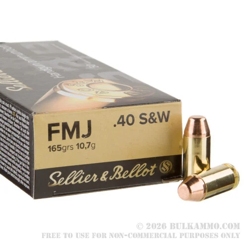 1000 Rounds of .40 S&W Ammo by Sellier & Bellot - 165gr FMJ