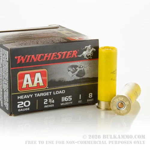 250 Rounds of 20ga Ammo by Winchester -#8 Shot