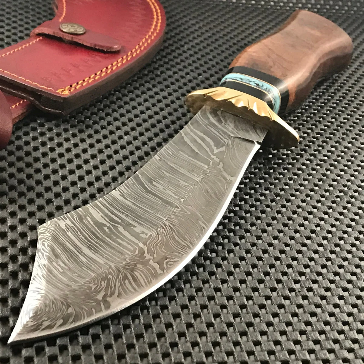 12.5″ Damascus SKIMITAR Bowie Outdoor Hunting Knife (DM-1252)