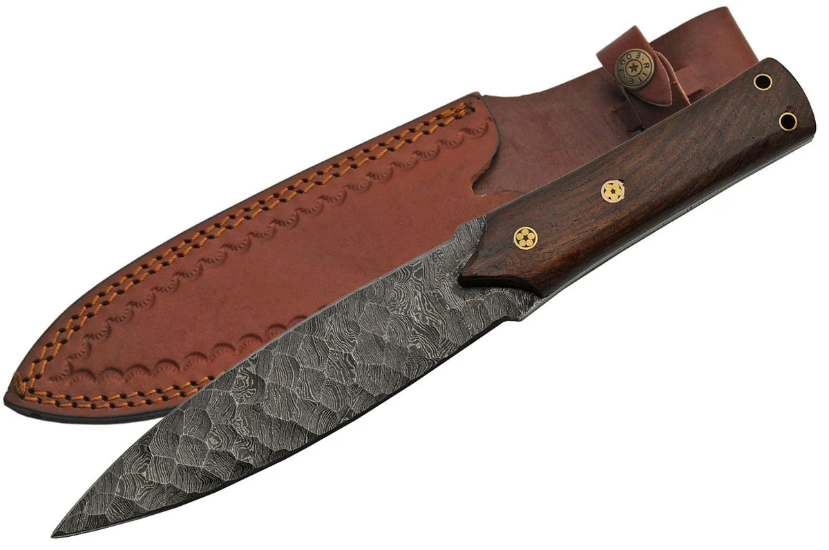 12″ Flint Spear Twist Pattern Damascus Skinning Knife