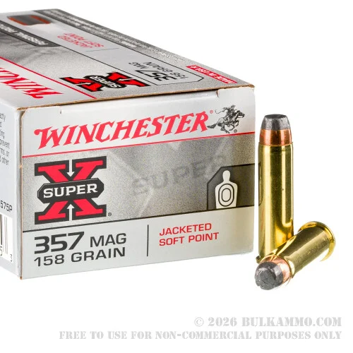 50 Rounds of .357 Mag Ammo by Winchester Super-X - 158gr JSP