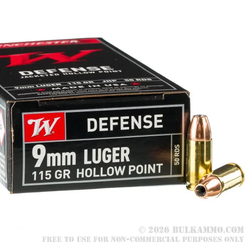 500Rounds of 9mm Ammo by Winchester - 115gr JHP