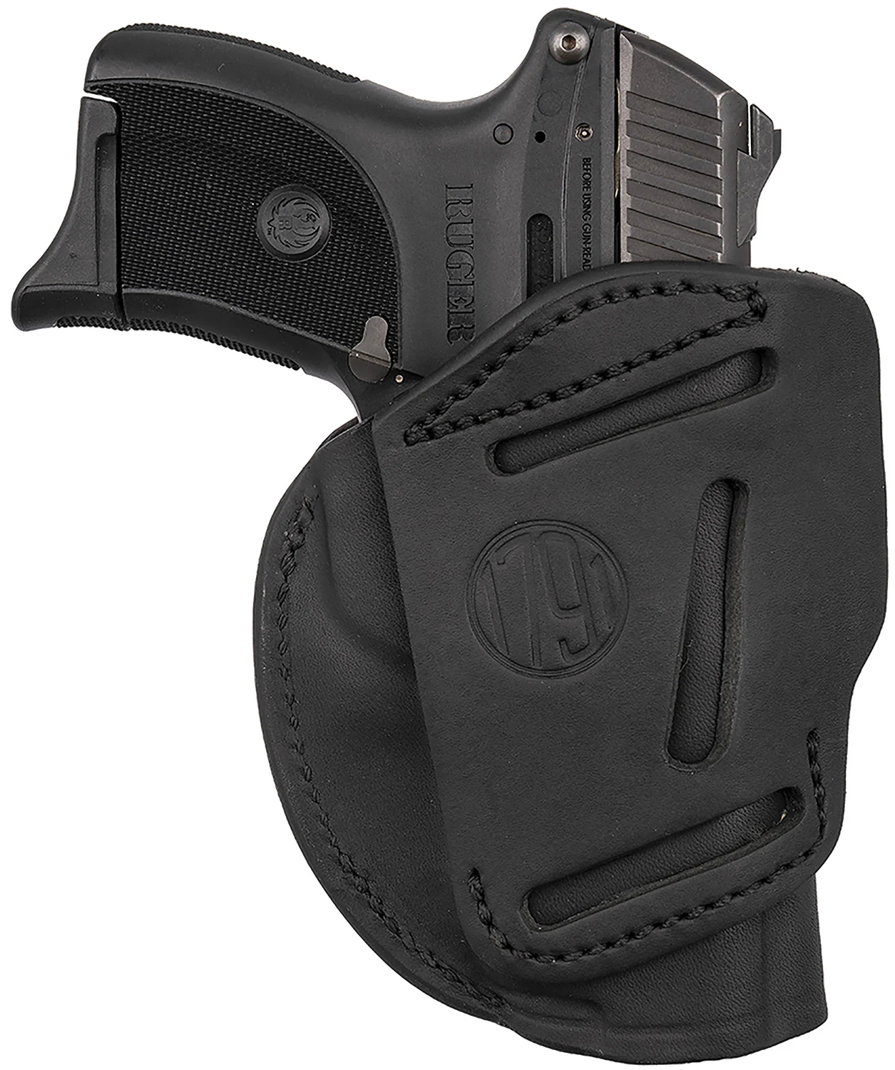 1791 Gunleather 4WH1SBLL 4-WayIWB/OWB 01 Stealth Black Leather Belt Clip Fits 3-4″ Barrel 1911 Left Hand