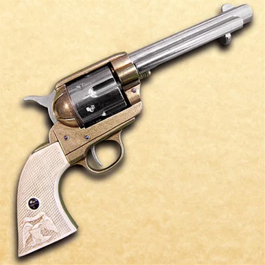 1873 Fast Draw Short Barrel Old West Revolver – Nickel and Gold Finish
