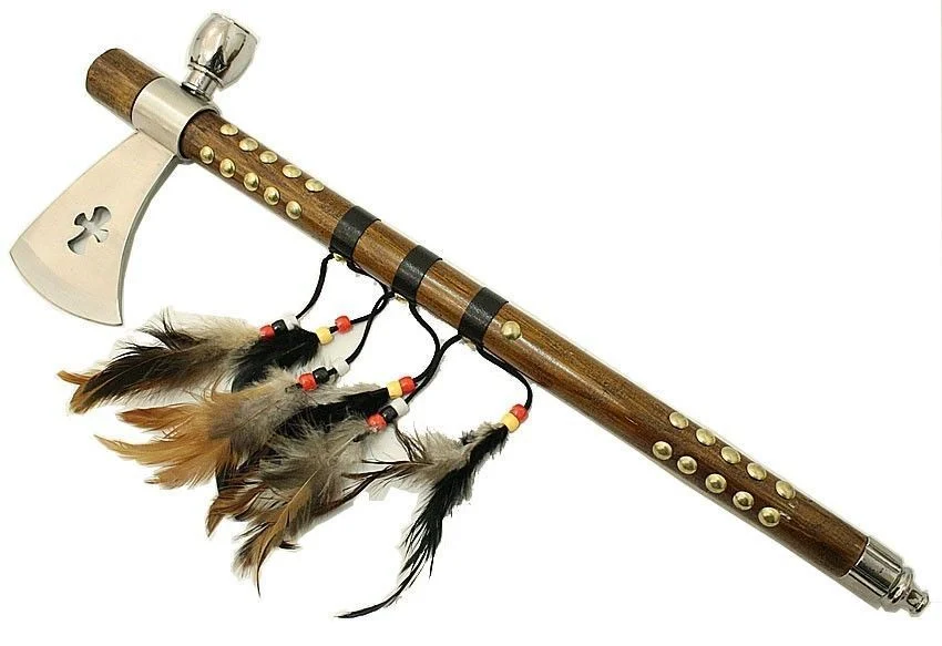 19″ American Indian Frontier Tomahawk Peace Pipe Axe w/ Feathers