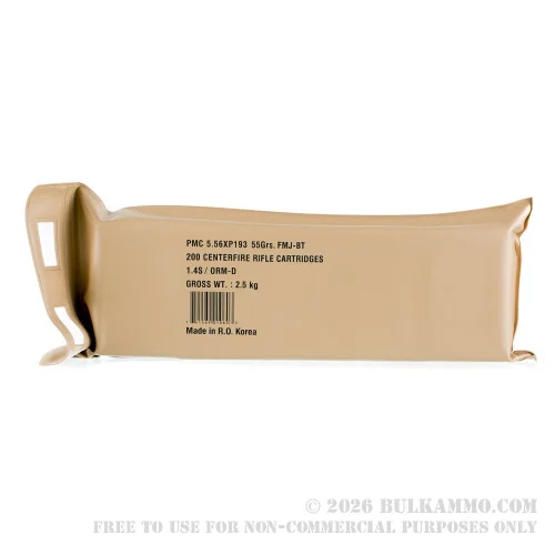 200 Rounds of 5.56x45 Ammo in Plastic Battle Packs by PMC - 55gr FMJ