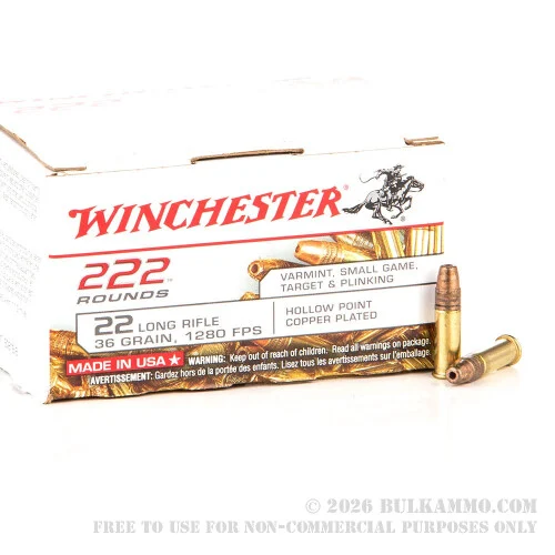 222 Rounds of .22 LR Ammo by Winchester - 36gr CPHP