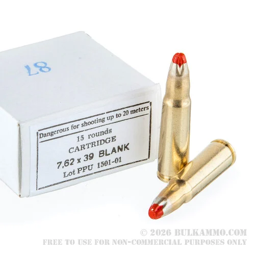 15 Rounds of 7.62x39mm Ammo by Prvi Partizan -Blanks