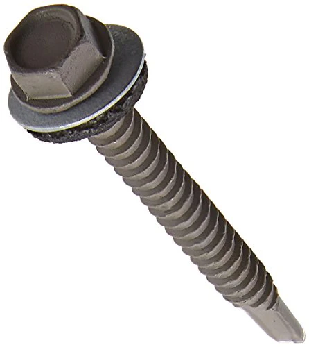 Teks 21416 #12×2 Hex Drive Washer Head Climacoat Steel Metal Screws, 50/Box