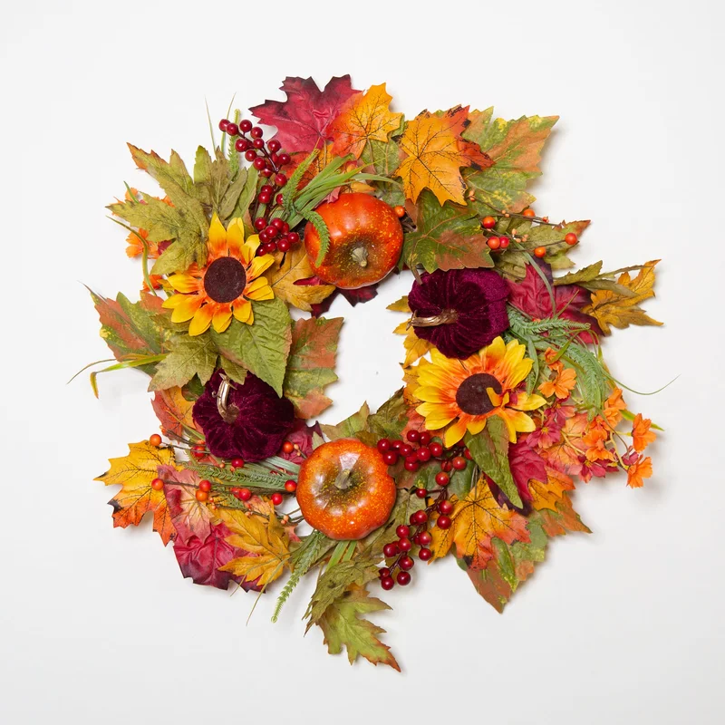 24′ WREATH with Sunflowers and Pumpkins