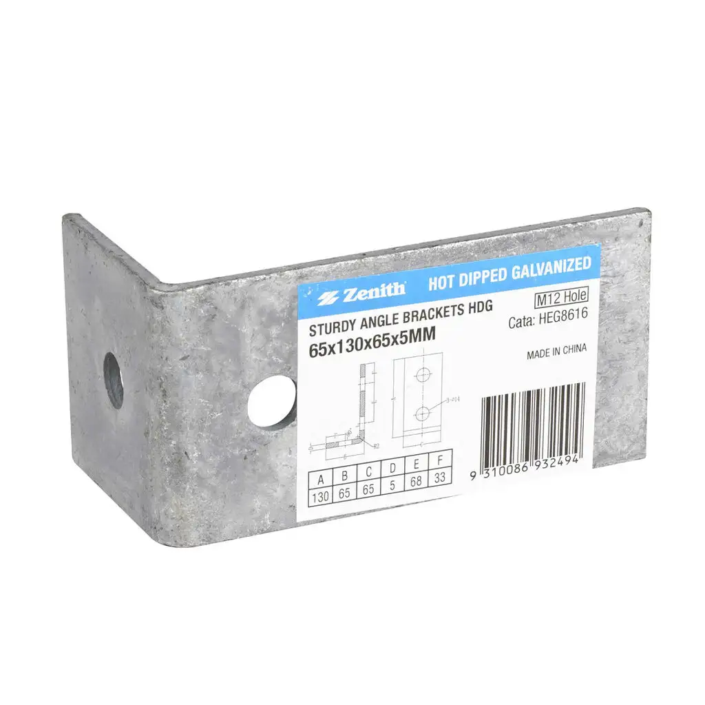 Zenith Sturdy Angle Bracket Galvanised 65 x 130 x 65 x 5mm