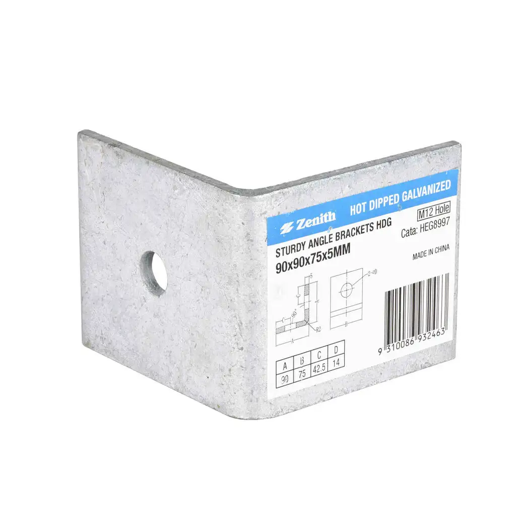 Zenith Sturdy Angle Bracket Galvanised 90 x 90 x 75 x 5mm