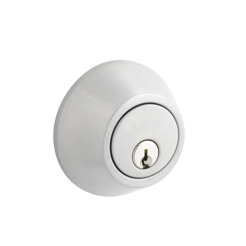 Lane Standard Round Deadbolt Single Cylinder Brushed Satin Chrome