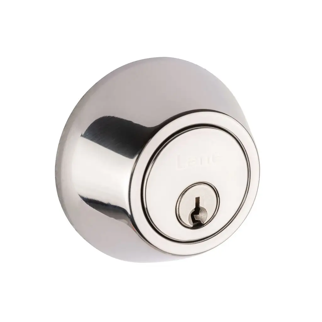 Lane Standard Round Deadbolt Single Cylinder Polished Stainless Steel
