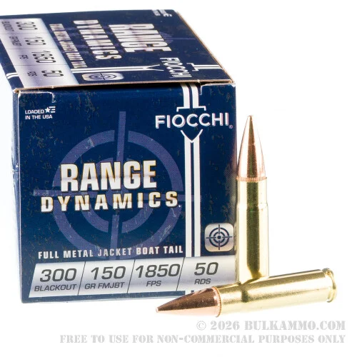 500Rounds of .300 AAC Blackout Ammo by Fiocchi - 150gr FMJ