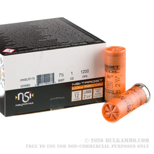 250 Rounds of 12ga Ammo by NobelSport Low Recoil - 1 ounce #7.5 shot