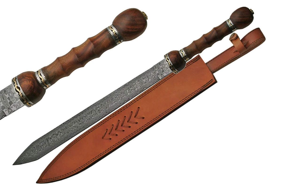 30″ Damascus Steel Sword Antique Gladius Style Blade