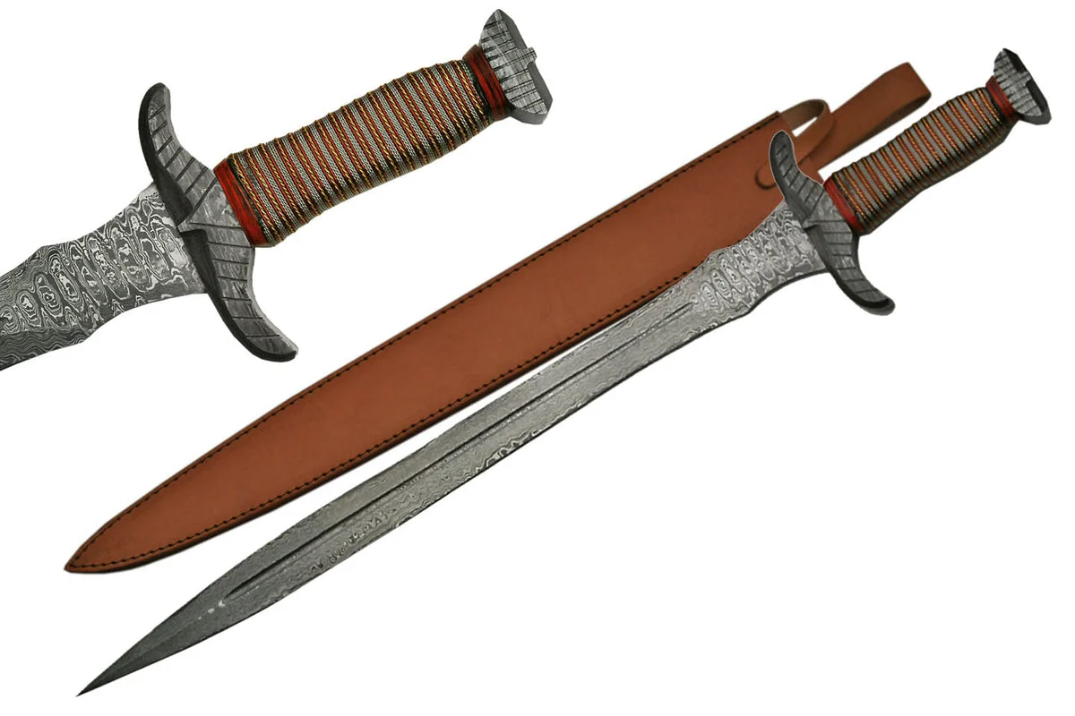30″ Needle Tooth Damascus Steel Antique Sword