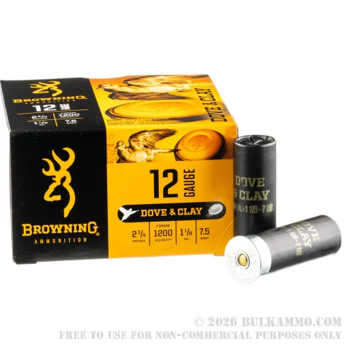 25 Rounds of 12ga Ammo by Browning - 1-1/8 Ounce #7.5 Shot