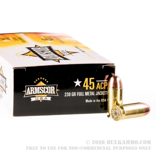 1000 Rounds of .45 ACP Ammo by Armscor USA - 230gr FMJ