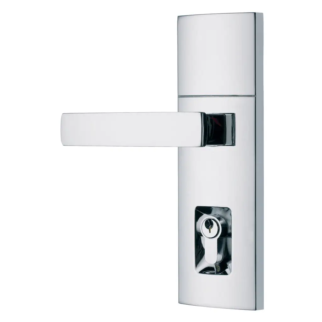 Gainsborough Trilock Angular Entrance Leverset Double Cylinder Bright Chrome