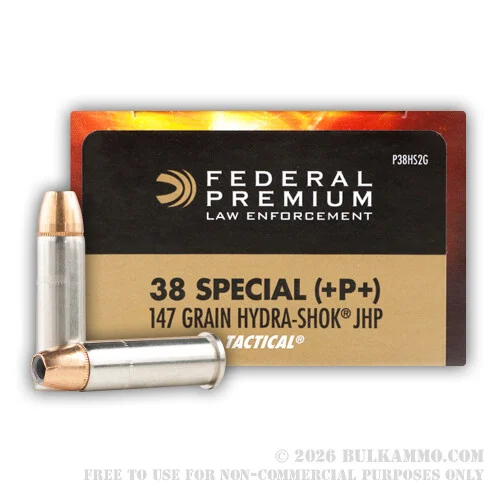 50 Rounds of .38 Spl +P+ Ammo by Federal - 147gr JHP