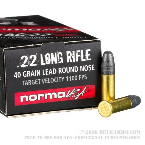 50 Rounds of .22 LR Ammo by Norma - 40gr LRN