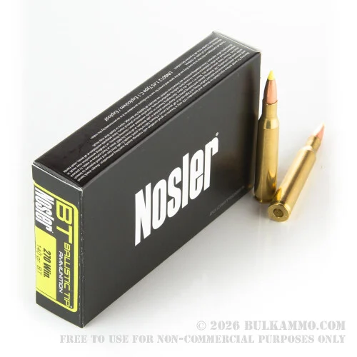 20 Rounds of .270 Win Ammo by Nosler Ammunition - 140gr Nosler Ballistic Tip