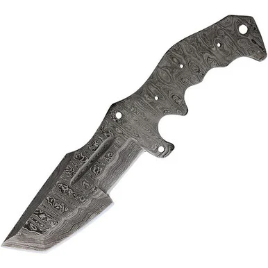 4.5in Damascus Tanto Chopper Blade Blank BL137D