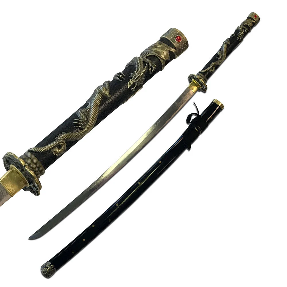 42″ Dragon Antique Gold Fantasy Katana Sword Sale