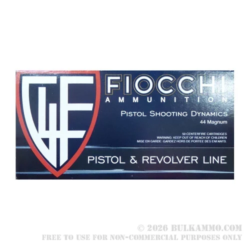 44 Magnum - 240 Grain Complete Metal Jacket - Fiocchi - 50 Rounds
