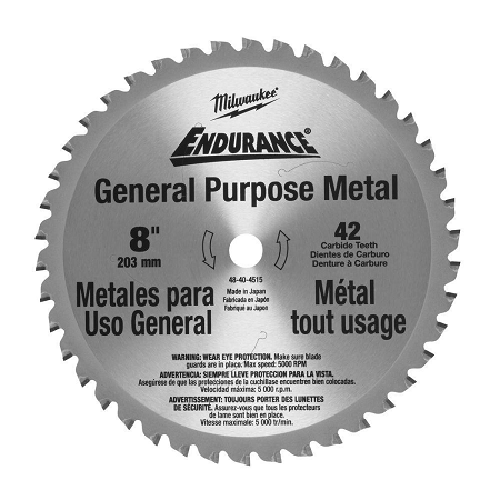 Milwaukee 8″ x 42T Endurance Metal Cutting Saw Blade