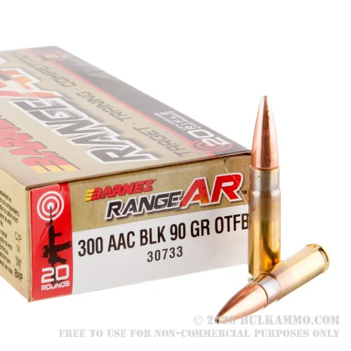 20 Rounds of .300 AAC Blackout Ammo by Barnes Range AR - 90gr OTM