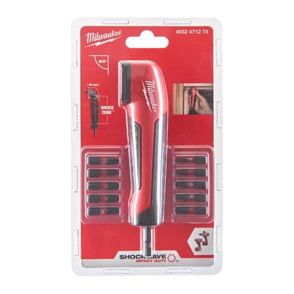 MilwaukeeShockwave Impact Right Angle Attachment with Drive Bits – 11pc – 4932471274