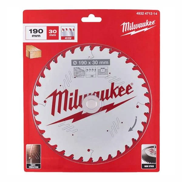 MilwaukeeCircular Saw Blades For Mitre Saws – CSB MS W 190 x 30 x 2.4 x 40ATB NEG – 4932471314
