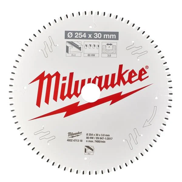 MilwaukeeMitre Saw Blade – For Hand Held Circular Saws – 254X30X3.0X80T – 1pc – 4932471318