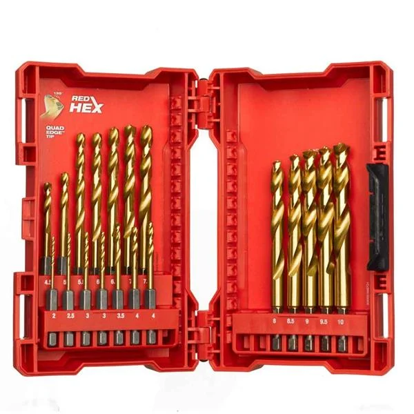 MilwaukeeSHOCKWAVE – HSS-G Tin Red Hex – Metal Drill Bit Set – 19pc – 4932493866