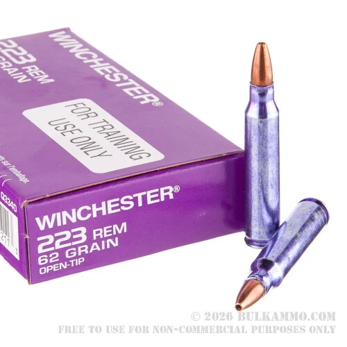 20 Rounds of .223 Rem Ammo by Winchester DHS Purple Casing - 62gr OT