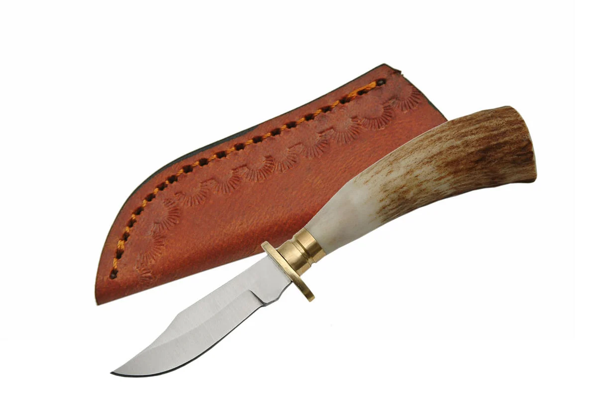 5.25″ Mini Steel Stag Clip Point Knife (SS-7024)
