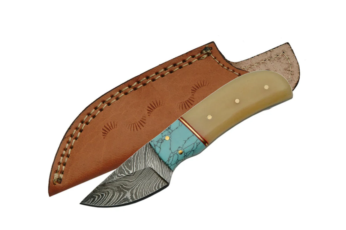 5.5″ Small Blue Damascus Skinning Knife