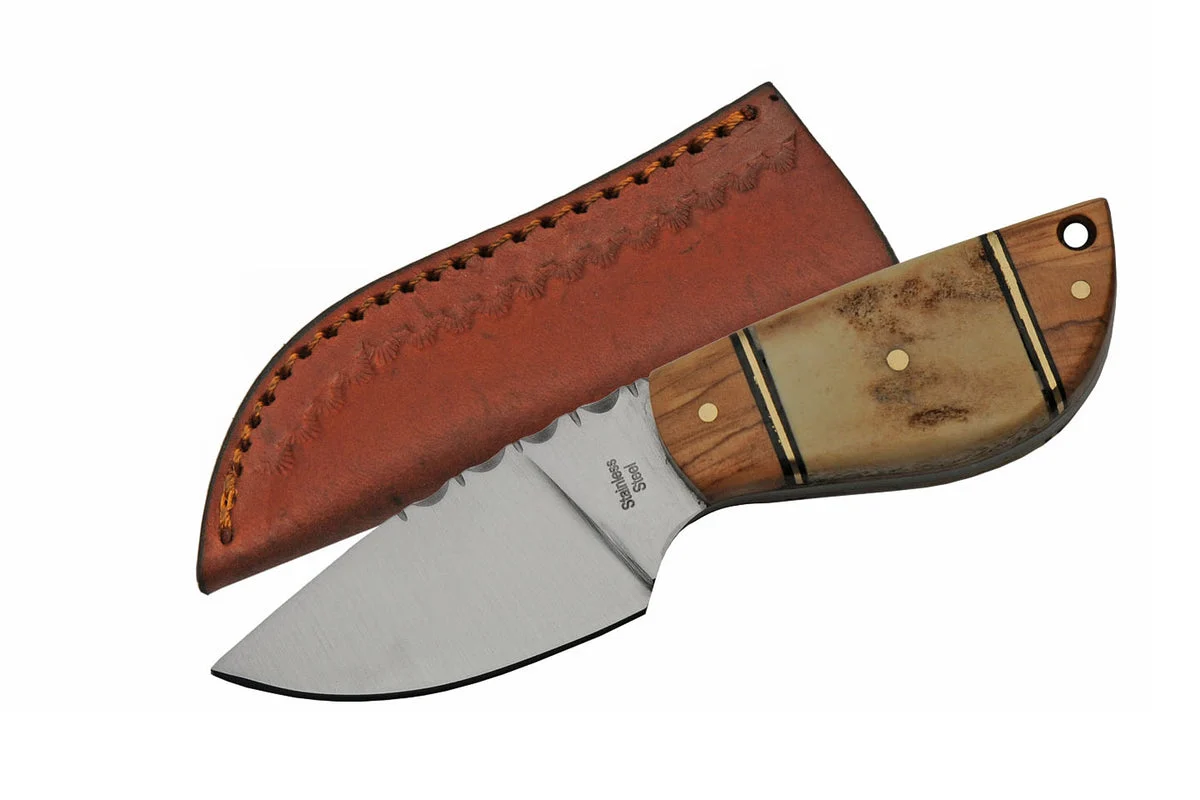 5″ Wild Stag Steel Short Skinner Fixed Blade Knife (SS-7028)