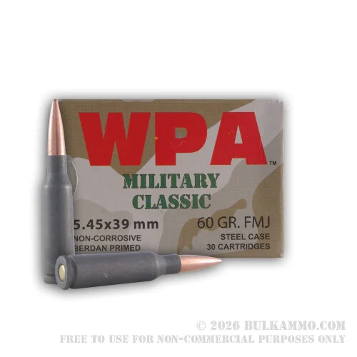 750 Rounds of 5.45x39mm Ammo by Wolf - 55gr HP
