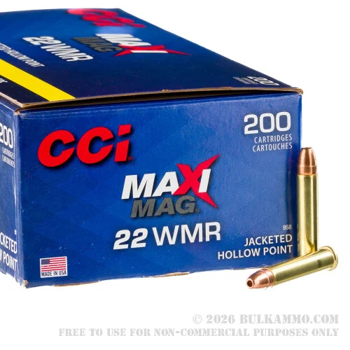2000 Rounds of .22 WMR Ammo by CCI Maxi-Mag MeatEater - 40gr JHP