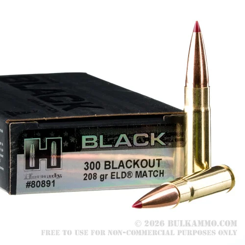 20 Rounds of .300 AAC Blackout Ammo by Hornady - 208gr ELD Match
